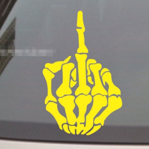 

10 PCS Anti-High Beam Car Sticker Middle Finger Despise Reflective Car Sticker Bones Motorcycle Sticker(Yellow)