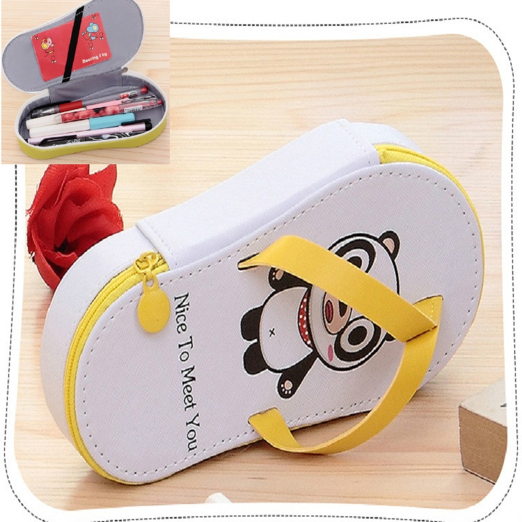

Cute Large-capacity Pencil Bag Slipper Style Pencil Case Makeup Storage Bag Cartoon White