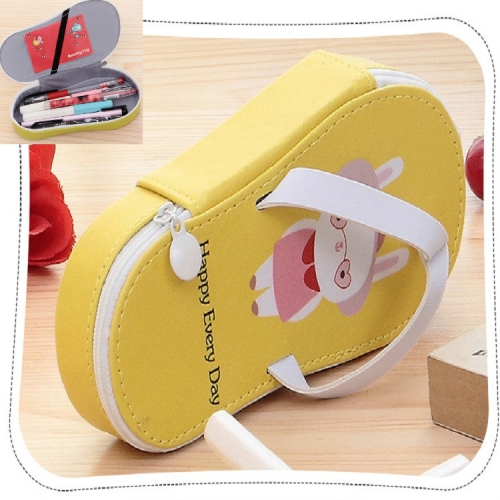 

Cute Large-capacity Pencil Bag Slipper Style Pencil Case Makeup Storage Bag Cartoon Yellow