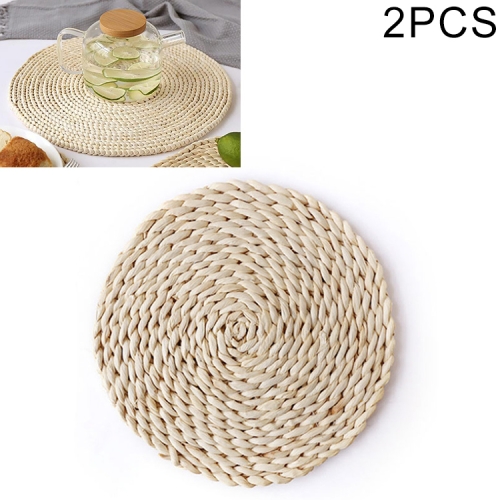 

2 PCS Non-slip Natural Corn Woven Thickening Insulated Tea Mat Table Heat-resistant Casserole Mat Oval placemat 30x45.5cm