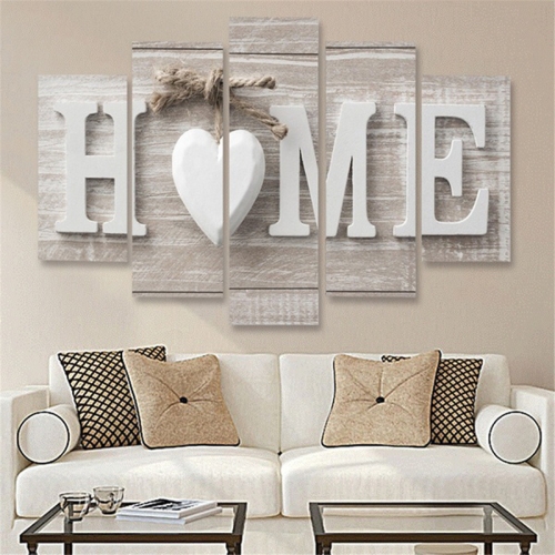 

5 PCS Canvas Printing Love HOME Frameless Wall Art Pictures for Home Living Room Bedroom Decoration, Size:20x35cm x2,20x45cm x2,20x55cm x1