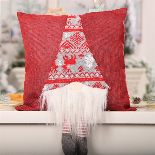 

2 PCS Christmas Home Decoration Sofa Car Cushion Cover 3D Doll Cushion Cover Home Decor, Without Pillow(Red)