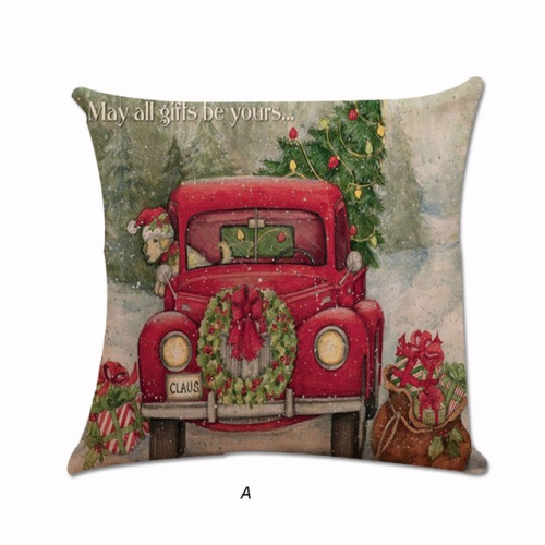 

Christmas Retro Linen Square Pillow Cushion, Size:45x45cm(Christmas Train Gift)