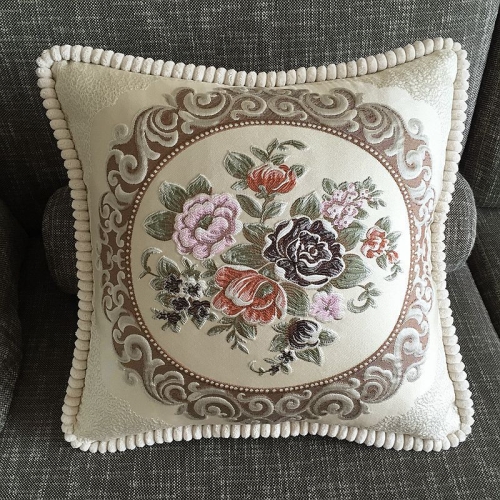 

Embroidered Retro Home Sofa Cushion Pillow Cover, Size:48*48cm without Core(Light Coffee)