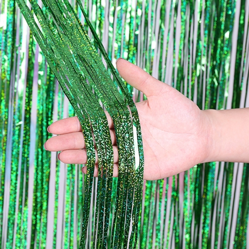 

2 PCS Backdrop Curtains Glitter Gold Tinsel Fringe Foil Curtain Birthday Wedding Decoration Adult Anniversary Decor, Size:1*2m(Green)