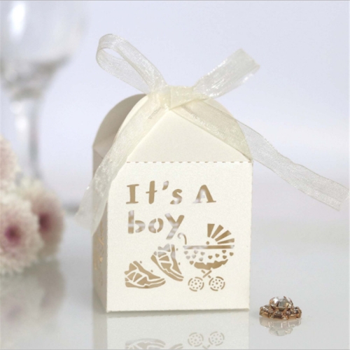 

100 PCS Baby Shower Party Candy Box Wedding Gift Box, Size: 5 x 5 x 8cm(Ivory)