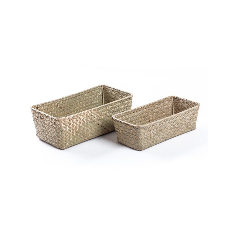 

3 PCS Crafts Summer Pastoral Style Bulrush Vine Weaving Box Basket, Size:S 24x10x6cm(Natural Color)