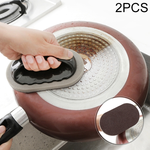 

2 PCS Nano-ceramic Sponge with Handle Kitchen Decontamination Cleaning Brush Pot Brush(Brown)