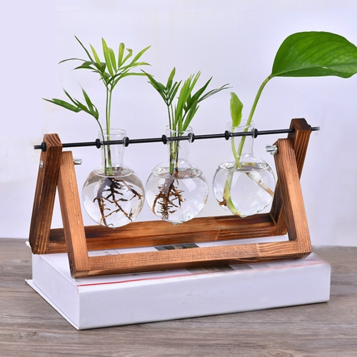 

Hydroponic Plant Glass Flower Pot Crystal Ball Home Decoration Hanging Pot, Style:3xVase