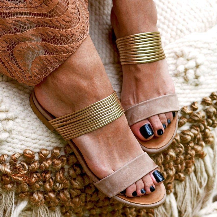 

Flat Bottom Non-slip Beach Sandals, Shoe Size:39(Beigi)