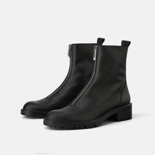 

Round Head Thick-soled Martin Square Boots, Siz:38(Black)