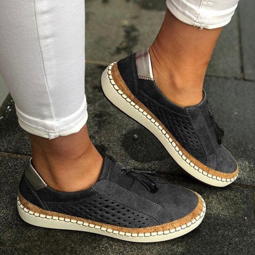 

Breathable Sneakers Women Flats, Size:39(Black)