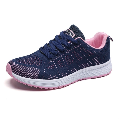 

Flat Casual Fashion Mesh Footwear Outdoor Jogging Shoes, Shoes Size:35(Blue Pink)