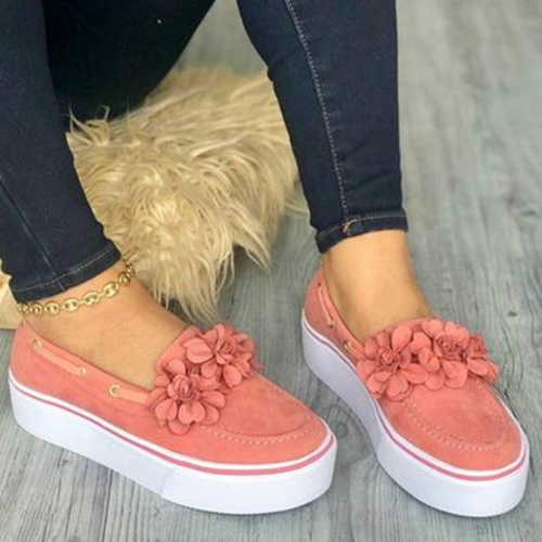 

Women Floral Flat Bottom Casual Shoes, Shoe Size:37(Pink)