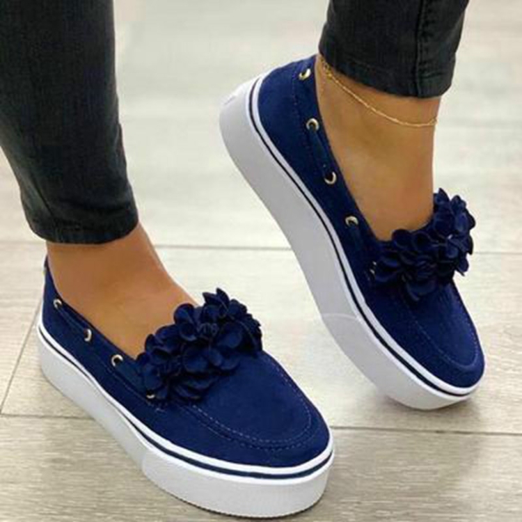 

Women Floral Flat Bottom Casual Shoes, Shoe Size:41(Blue)