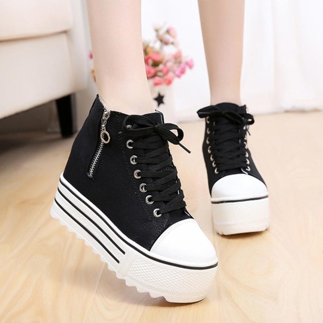 

Women Platform Sneakers Spring Summer Casual Shoes, Shoes Size:36(Black)