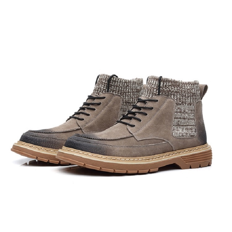 

Vintage Martin Boots Men High Top Leather Boots, Size:38(Gray)