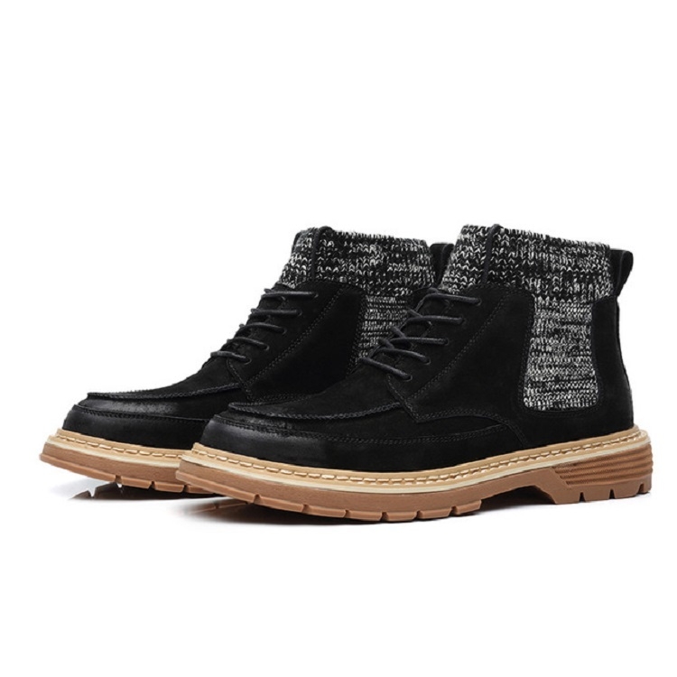 

Vintage Martin Boots Men High Top Leather Boots, Size:40(Black)