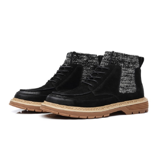 

Vintage Martin Boots Men High Top Leather Boots, Size:43(Black)