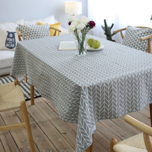 

Literary Fresh Geometric Cotton Linen Tablecloth Gray Arrow Rectangular Coffee Table Cloth Desk Cloth, Size:100x140cm