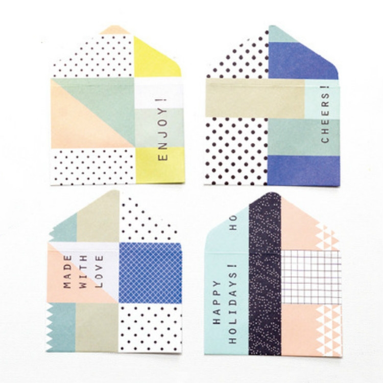 

12 PCS/Set Mini Candy Color Envelope Rainbow Stationery Gift Memo Paper(Geometric Impression)