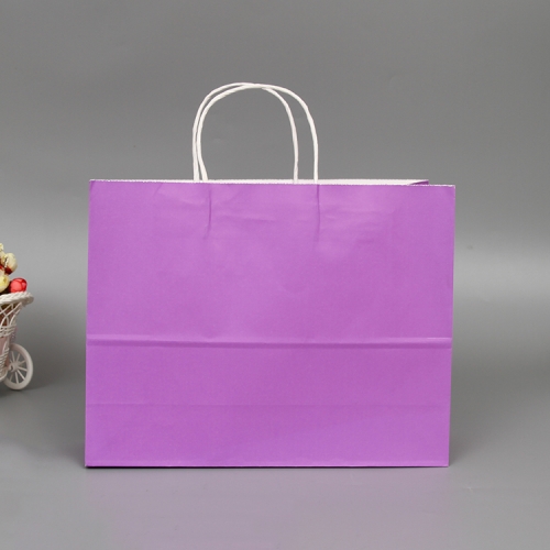 

10 PCS Elegant Kraft Paper Bag With Handles for Wedding/Birthday Party/Jewelry/Clothes, Size:32x25x11cm(Purple)
