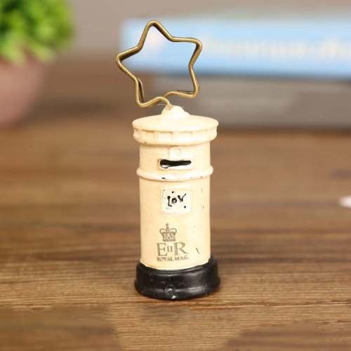 

2 PCS Mailbox Shape Photo Paper Clip Note Holder Desk Name Card Clip(Beige)