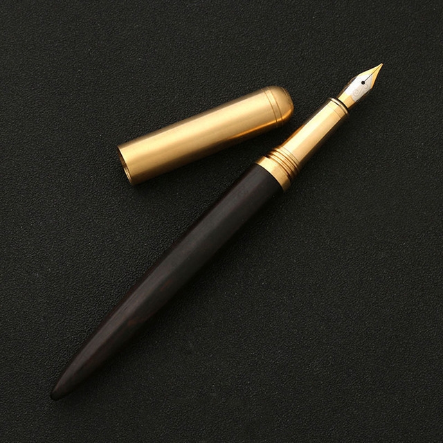 

Luxury Wood Fountain Pen School Office Writing Ink Pen Stationery Gifts Supplies(Black wood)