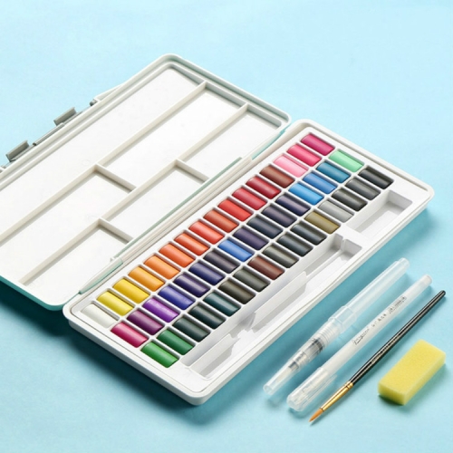 

Macaron Watercolor Paint Solid Set Boxed Portable Art Supplies(Blue)