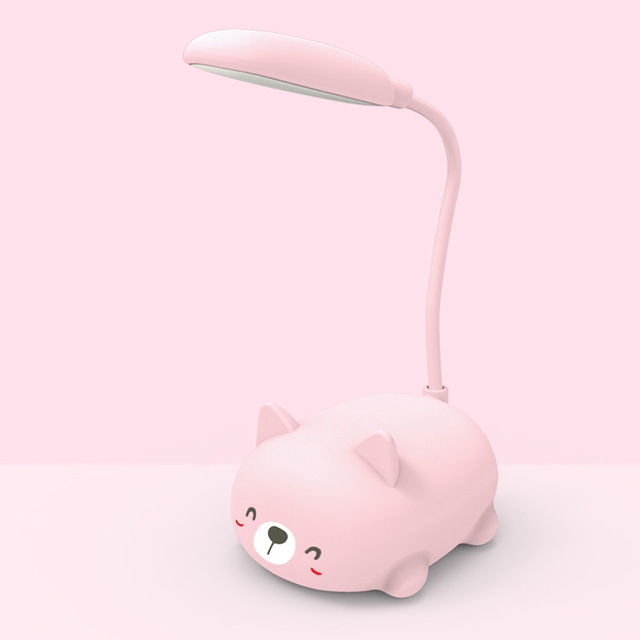 

Cartoon Cat Design LED Eye Protection Reading Lamp USB Rechargeable Desk Lamp(Pink)