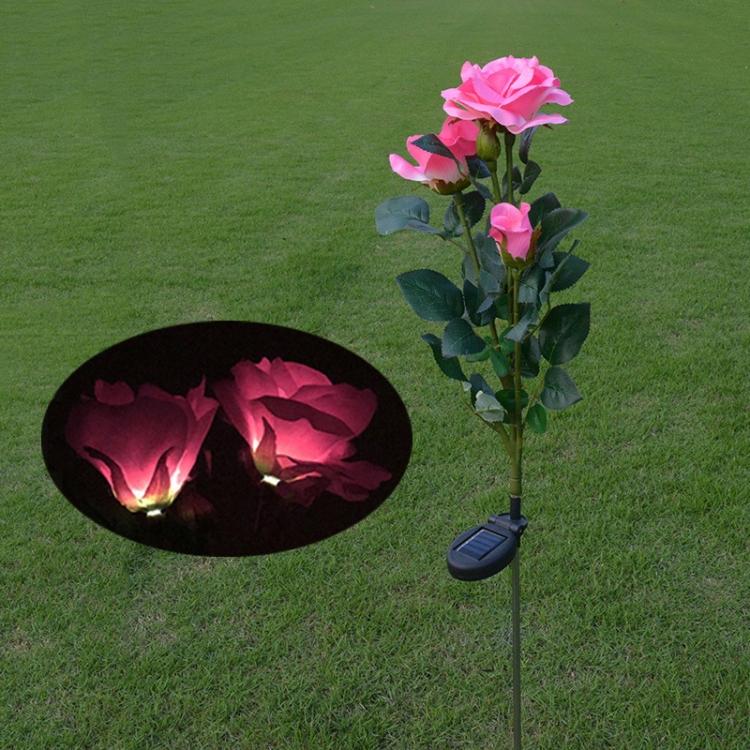 

Solar LED Artificial Rose Lantern Garden Decoration Lawn Lamp(Pink)