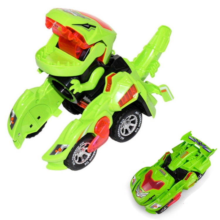 

Electric Dinosaur Deformation Car Toy Universal Light Music Toy(Green)