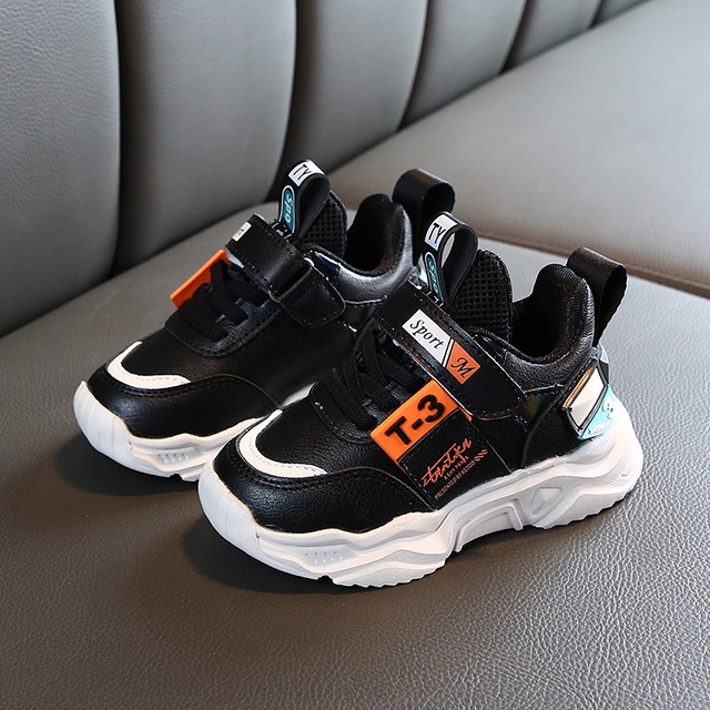 

Faux Leather Fashion Comfortable Sneakers Baby Shoes Sports Shoes Autumn Winter Toddler Shoes, Shoes Size:25(Black)