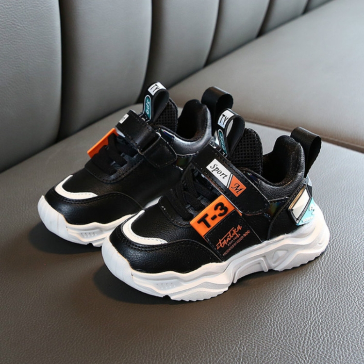

Faux Leather Fashion Comfortable Sneakers Baby Shoes Sports Shoes Autumn Winter Toddler Shoes, Shoes Size:28(Black)