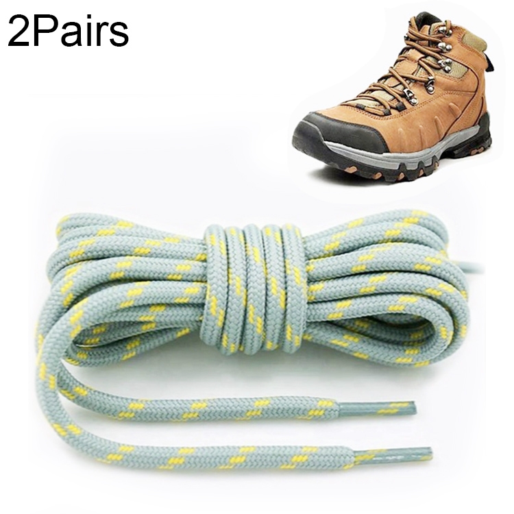 

2 Pairs Round High Density Weaving Shoe Laces Outdoor Hiking Slip Rope Sneakers Boot Shoelace, Length:120cm(Light Gray-Yellow)