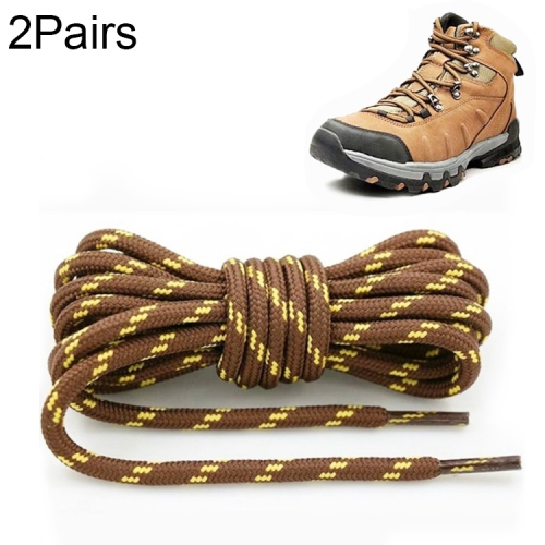 

2 Pairs Round High Density Weaving Shoe Laces Outdoor Hiking Slip Rope Sneakers Boot Shoelace, Length:140cm(Red Brown-Yellow)
