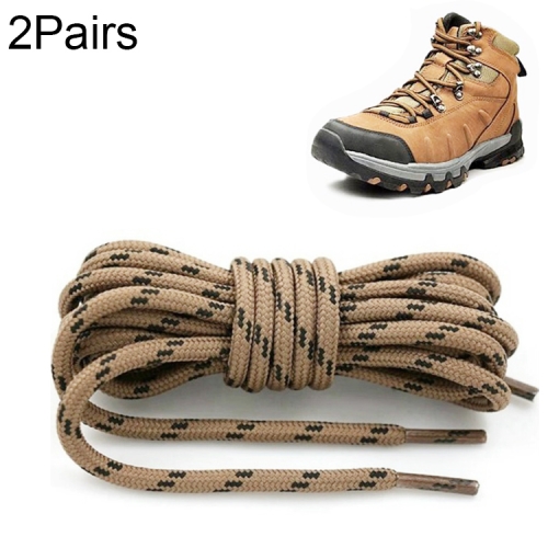 

2 Pairs Round High Density Weaving Shoe Laces Outdoor Hiking Slip Rope Sneakers Boot Shoelace, Length:140cm(Light Brown-Black)