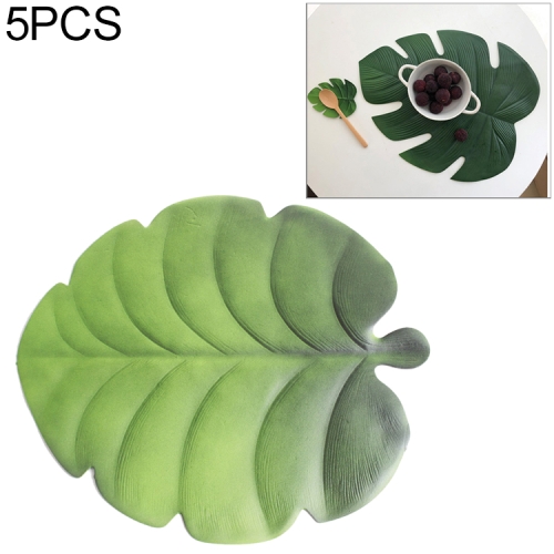 

5 PCS EVA Turtle Back Leaf Hot Pressed Placemat Christmas Big Leaf Cup Placemat, Specification:Fan Leaf