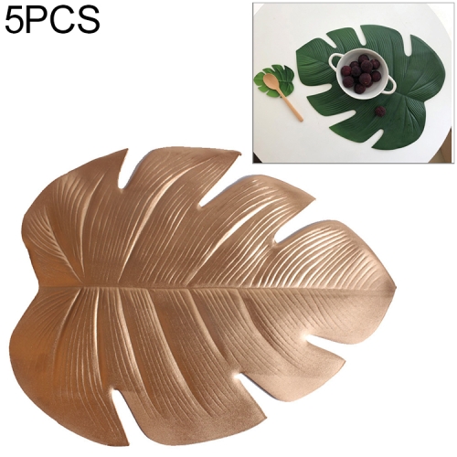 

5 PCS EVA Turtle Back Leaf Hot Pressed Placemat Christmas Big Leaf Cup Placemat, Specification:Gold