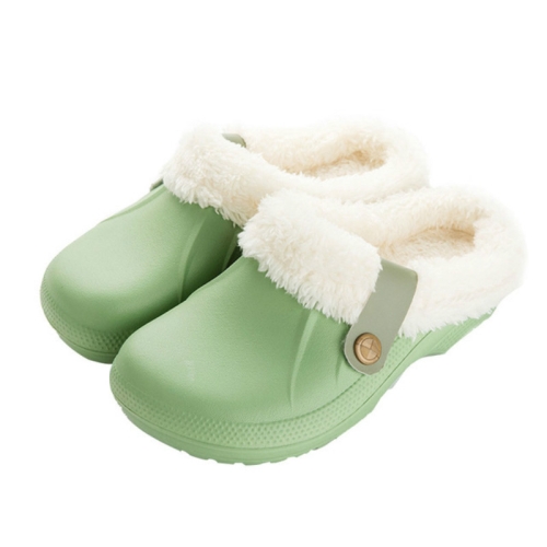 

Waterproof Indoor Home Winter Warm Non-Slip Wool Cotton Slippers Couple Models, Size:35-36(Fruit Green)