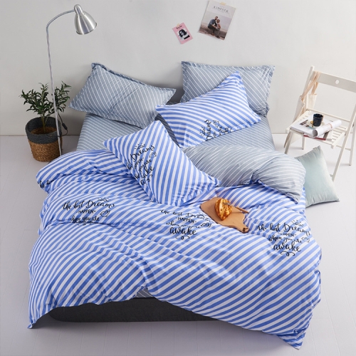 

4 PCS/Set Bedding Set Geometric Patterns Linen Duvet Cover Flat Sheet Pillowcase Sets, Size:1.5 M(Best Dream)