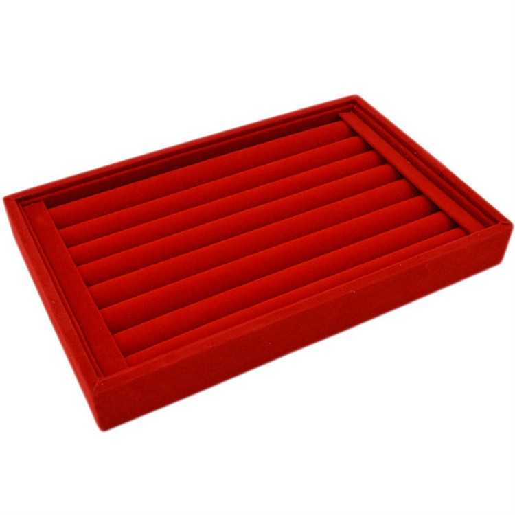 

Velvet Case Jewelry Display Holder Organizer Rings Earrings Storage Tray(Red)
