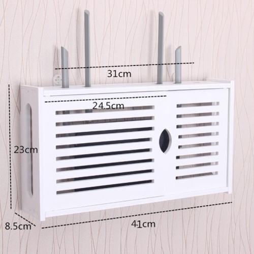 

Wifi Router Box PVC Wall-mounted Shelf Hanging Board Bracket Storage Box, Size:41x23x8.5cm(Shutter)