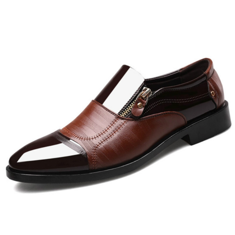 

Men Business Dress Pointed Toe Slip-On Shoes, Size:44(Brown)