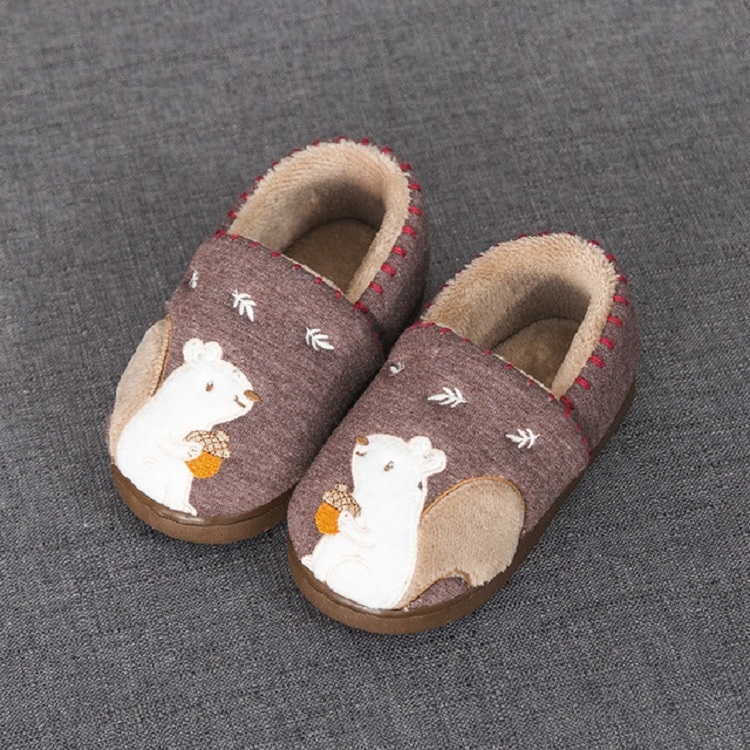 

Children Cotton Shoes Baby Fur Shoes Warm Non-slip Home Shoes, Size:150(Brown)