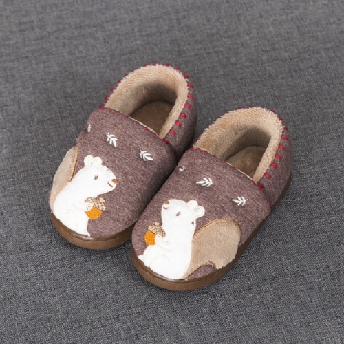 

Children Cotton Shoes Baby Fur Shoes Warm Non-slip Home Shoes, Size:160(Brown)