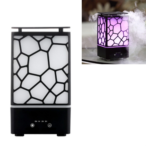 

WT-8012 Water Cube Aromatherapy Oil Diffuser Mist Maker 7 Color Changing LED Light Ultrasonic Aroma Humidifier(Black)