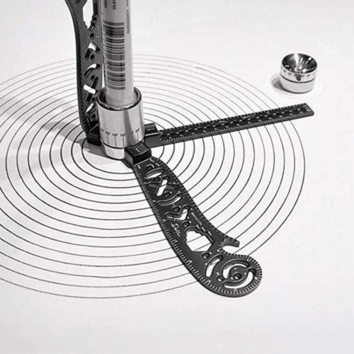 

Multi-functional Drawing Ruler Creative Drawing Tool Magnetic Compass Ruler(Black)