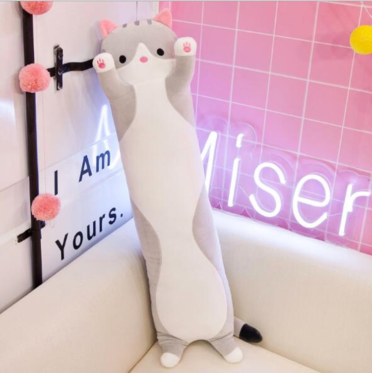 

Soft Cute Pet Long Cat Pillow Plush Toy Sleeping Doll Lazy Doll, Size:Height 50cm(Gery)