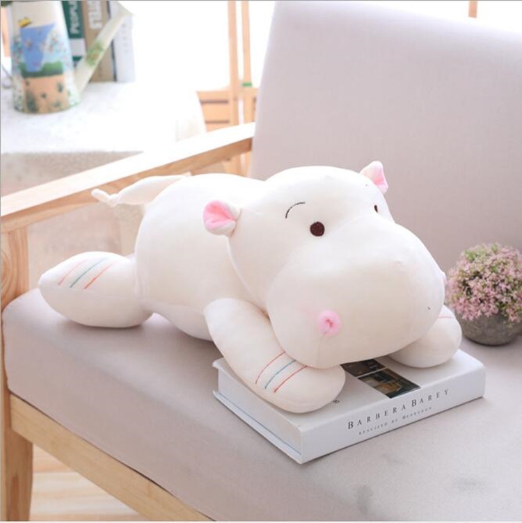 

Cute Hippo Plush Doll Soft Down Cotton Animal Pillow Baby Gift, Size:Height 32cm(White)